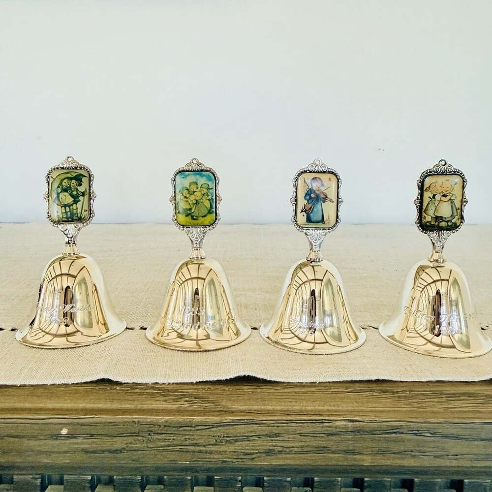 Vintage ARS Edition Germany Silverplate Bell Set 4 Hummel Style 1982-1986 Lot